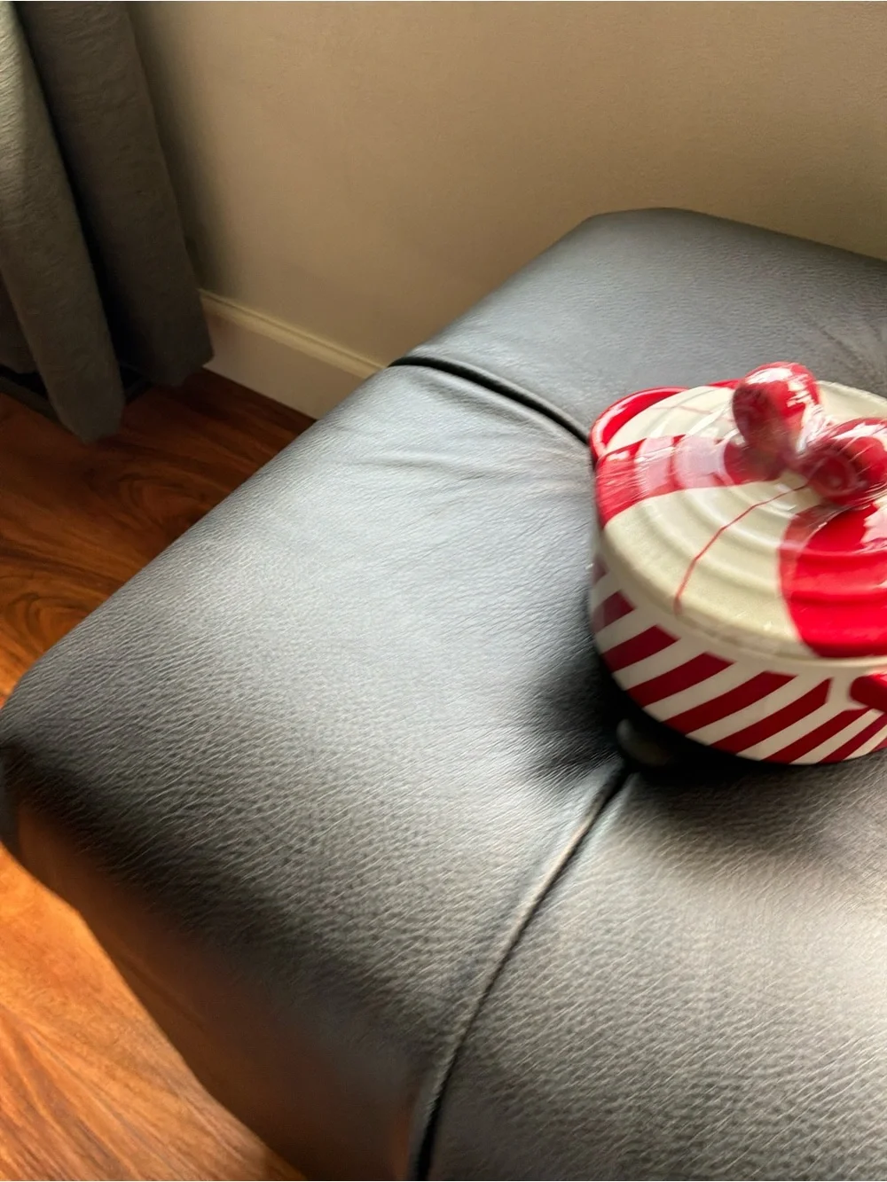 Red and White Ceramic Covered Mini Casserole with Dual Handles